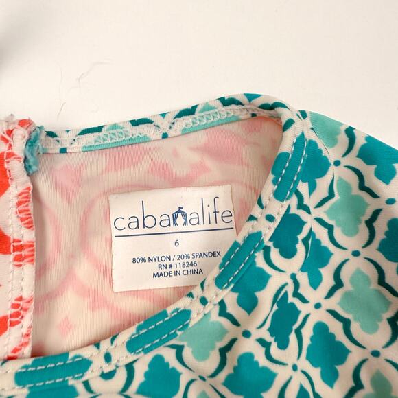 Cabana Life Print Rash Guard Swimsuit - Picture 3 of 4